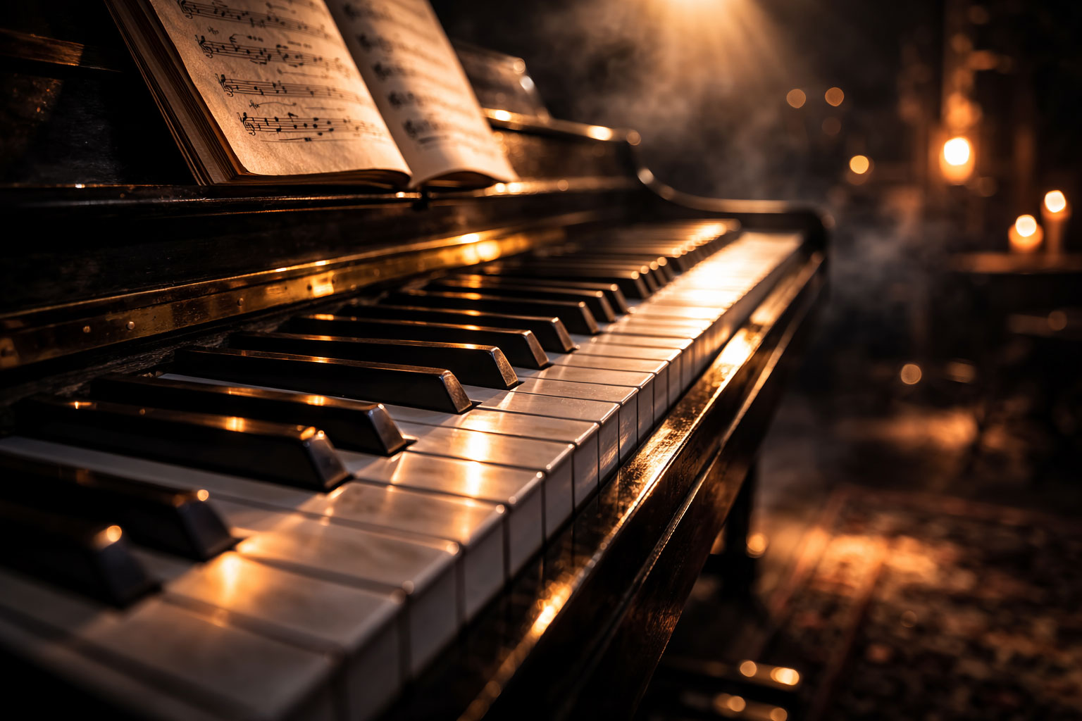Piano in studio lighting